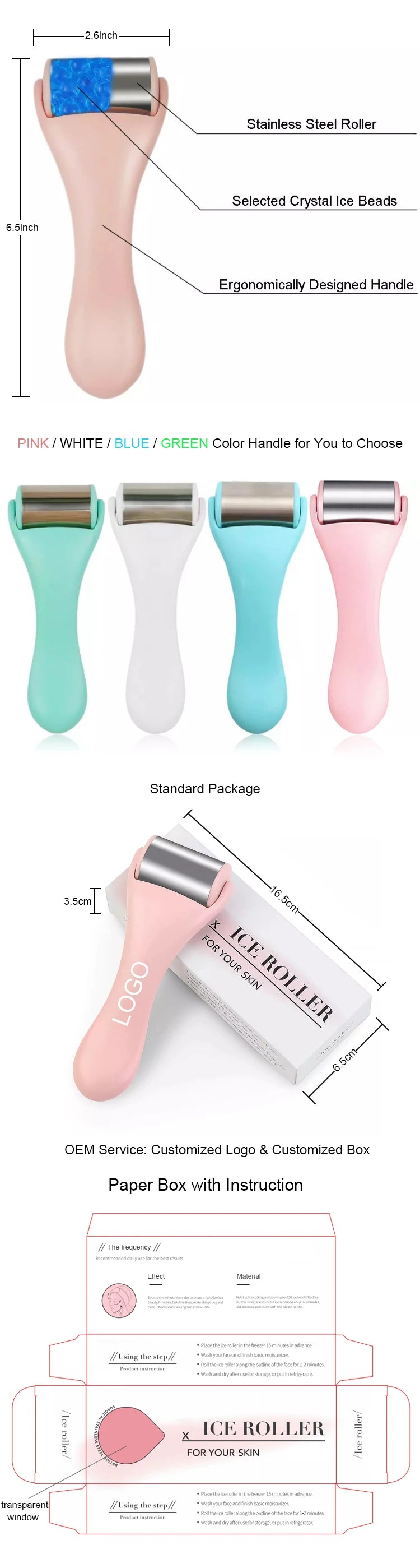 Ice Roller™ – Rouleau Massant Froid pour le Visage | Réduit Poches & Cernes, Raffermit la Peau, Apaise & Tonifie