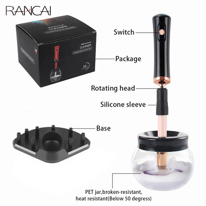 RANCAI™ Nettoyeur de Pinceaux de Maquillage – Lavage & Séchage Rapide | Machine Professionnelle pour Brosse de Maquillage