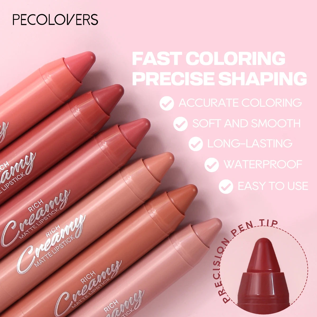 Multiple Colors Matte Lip Liner, Use As Lip Liner and Lipstick, Easy To Accurately Apply, Waterproof Long-lasting Non-stick