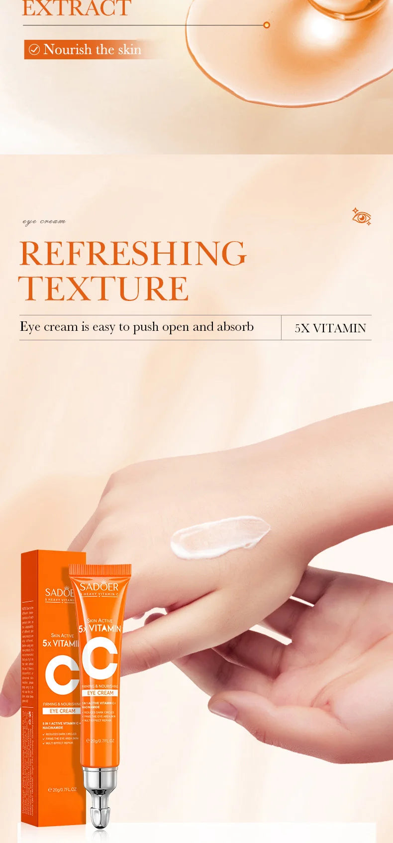 Crème Contour des Yeux à la Vitamine C – Anti-Cernes, Anti-Poches & Éclat