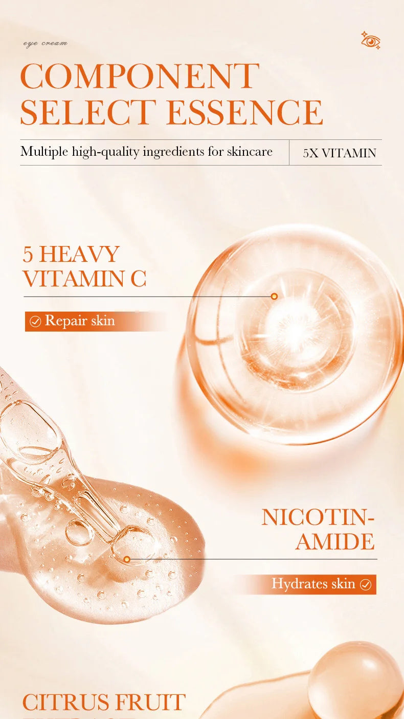 Crème Contour des Yeux à la Vitamine C – Anti-Cernes, Anti-Poches & Éclat