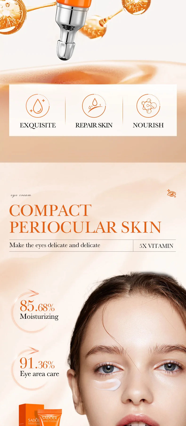 Crème Contour des Yeux à la Vitamine C – Anti-Cernes, Anti-Poches & Éclat