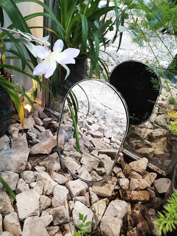 Miroir de Maquillage Rotatif en Métal - Design Moderne & Elégant