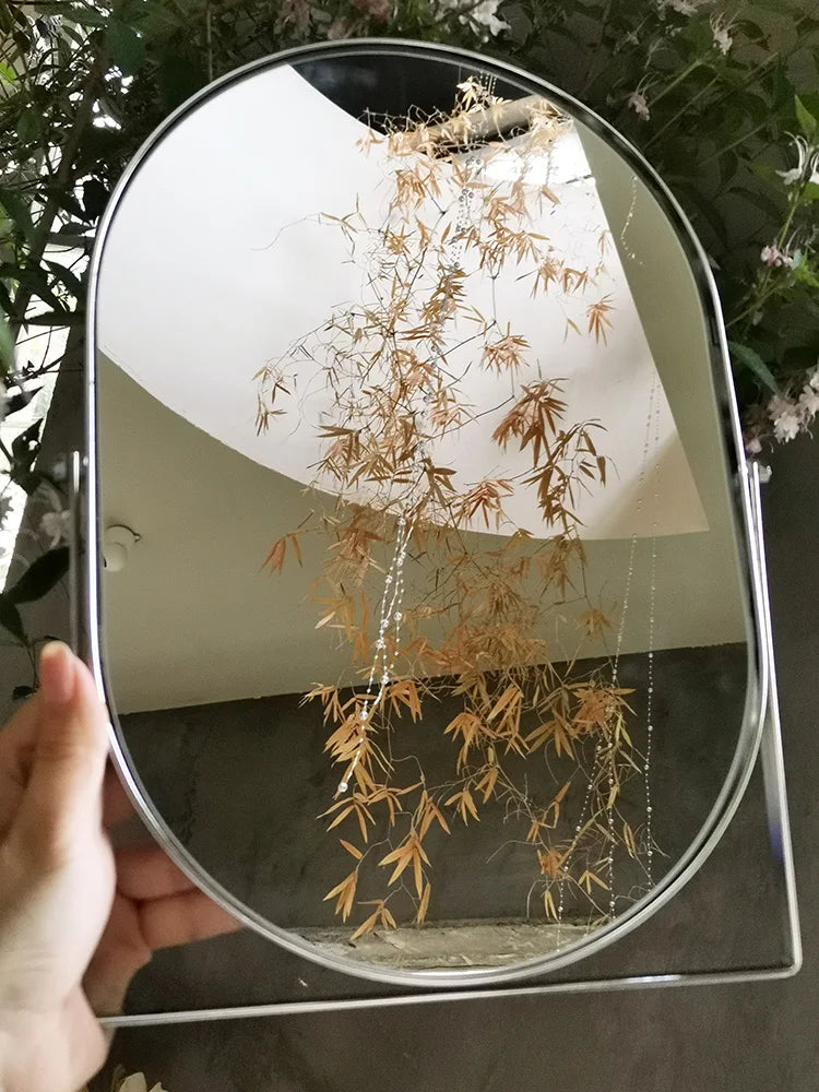 Miroir de Maquillage Rotatif en Métal - Design Moderne & Elégant