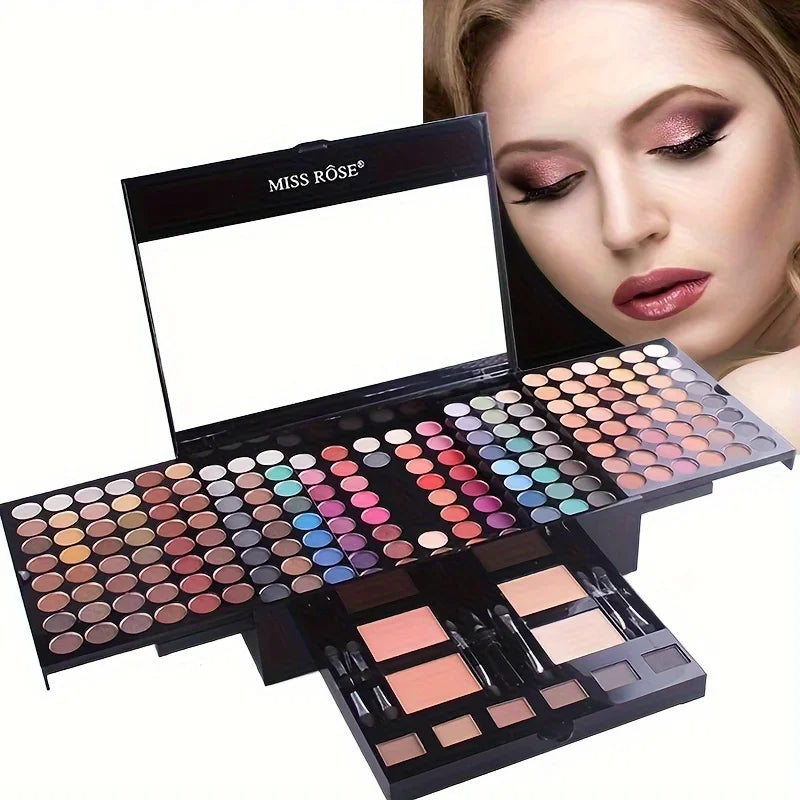 180 Color Matte Shimmer Blush Set with Black Eyeliner Piano Eyeshadow Palette Mother's Day Makeup Gift Kit  Beauty Enthusiasts